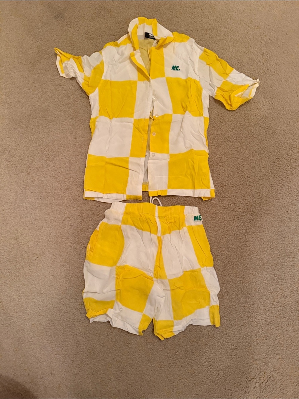 Melody Ehsani Yellow and White Checkerboard Shorts